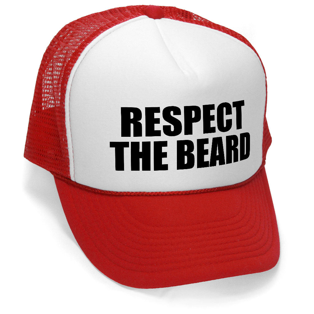 RESPECT THE BEARD - Unisex Adult Trucker Cap Hat - Five Panel Retro Style TRUCKER Cap