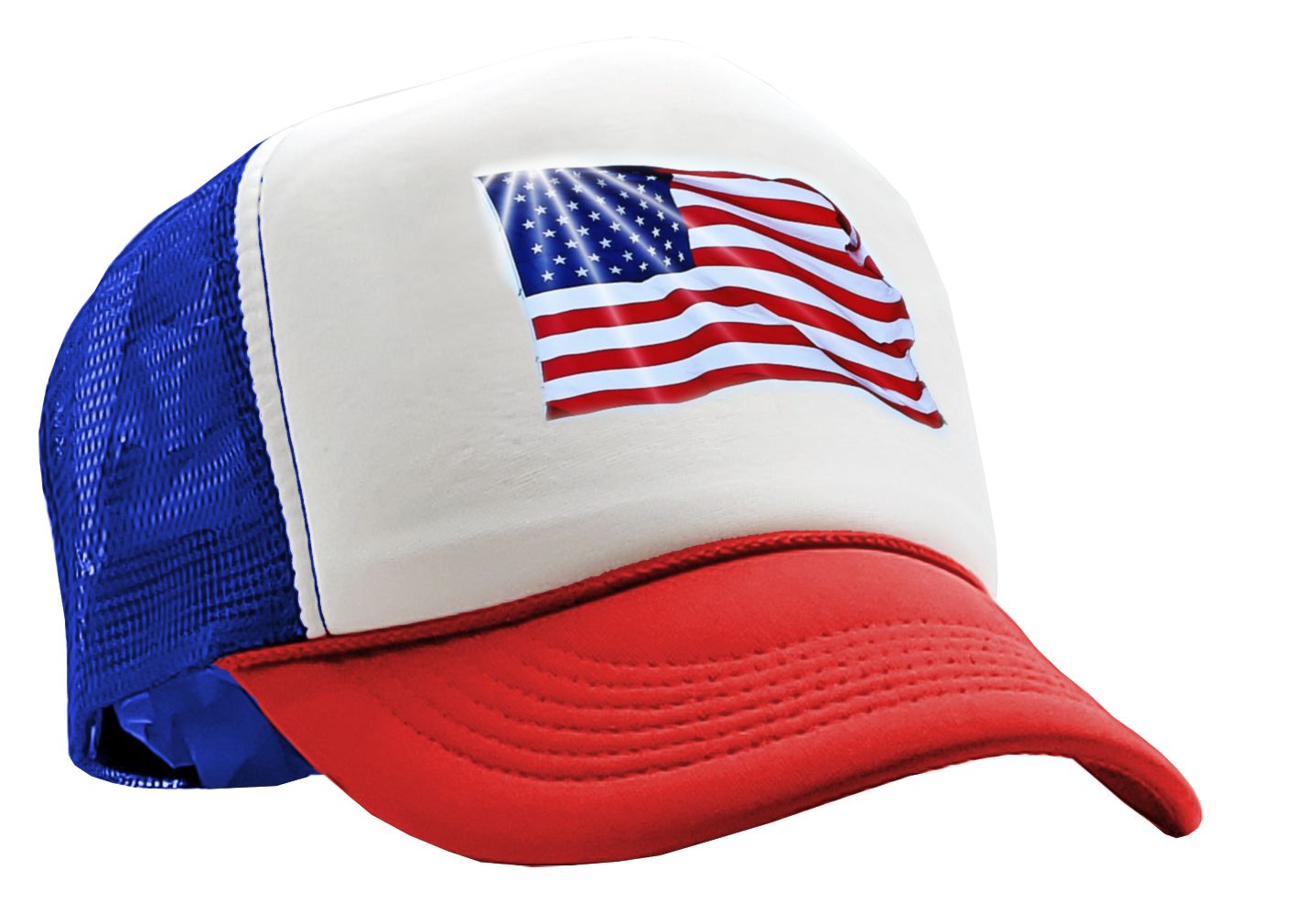 USA FLAG - Five Panel Retro Style TRUCKER Cap