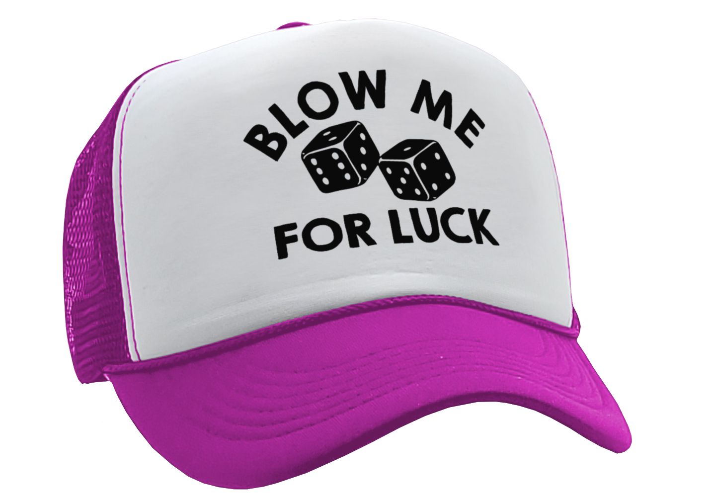 BLOW ME for LUCK - casino craps dice - Vintage Retro Style Trucker Cap Hat - Five Panel Retro Style TRUCKER Cap