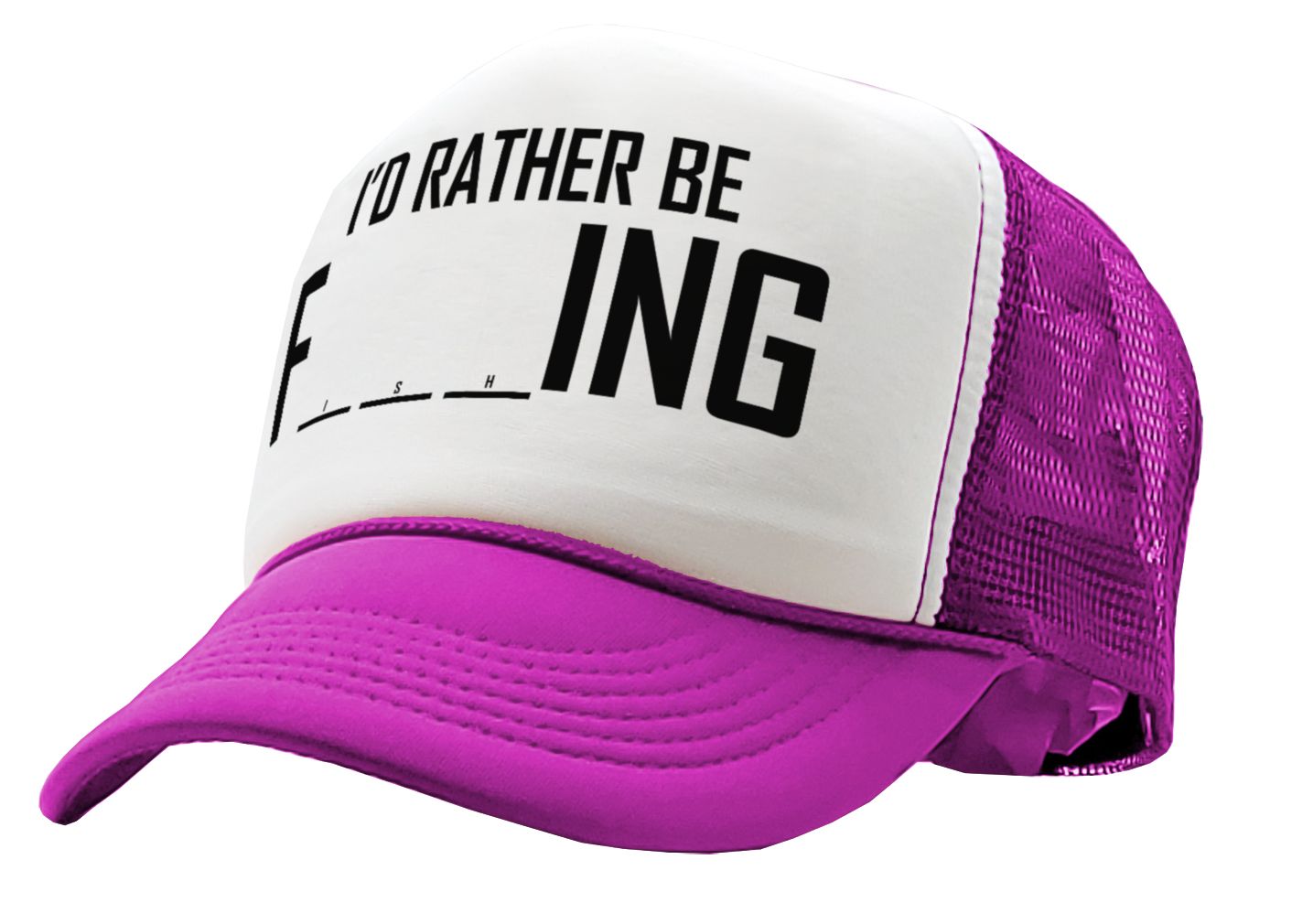 I'D RATHER BE F___ING - fishing funny joke - Mesh Trucker Hat Cap - Five Panel Retro Style TRUCKER Cap