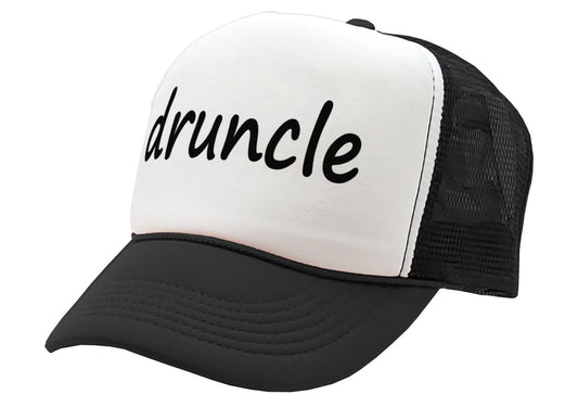 DRUNCLE - drunk uncle fathers day funny gag - Vintage Retro Style Trucker Cap Hat - Five Panel Retro Style TRUCKER Cap