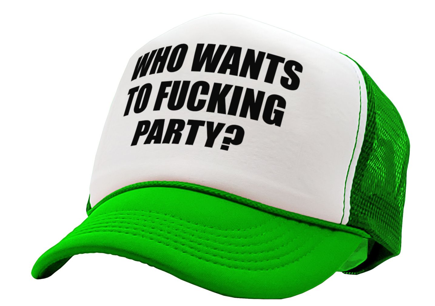 Who Wants To F___ING PARTY - college beer - Vintage Retro Style Trucker Cap Hat - Five Panel Retro Style TRUCKER Cap