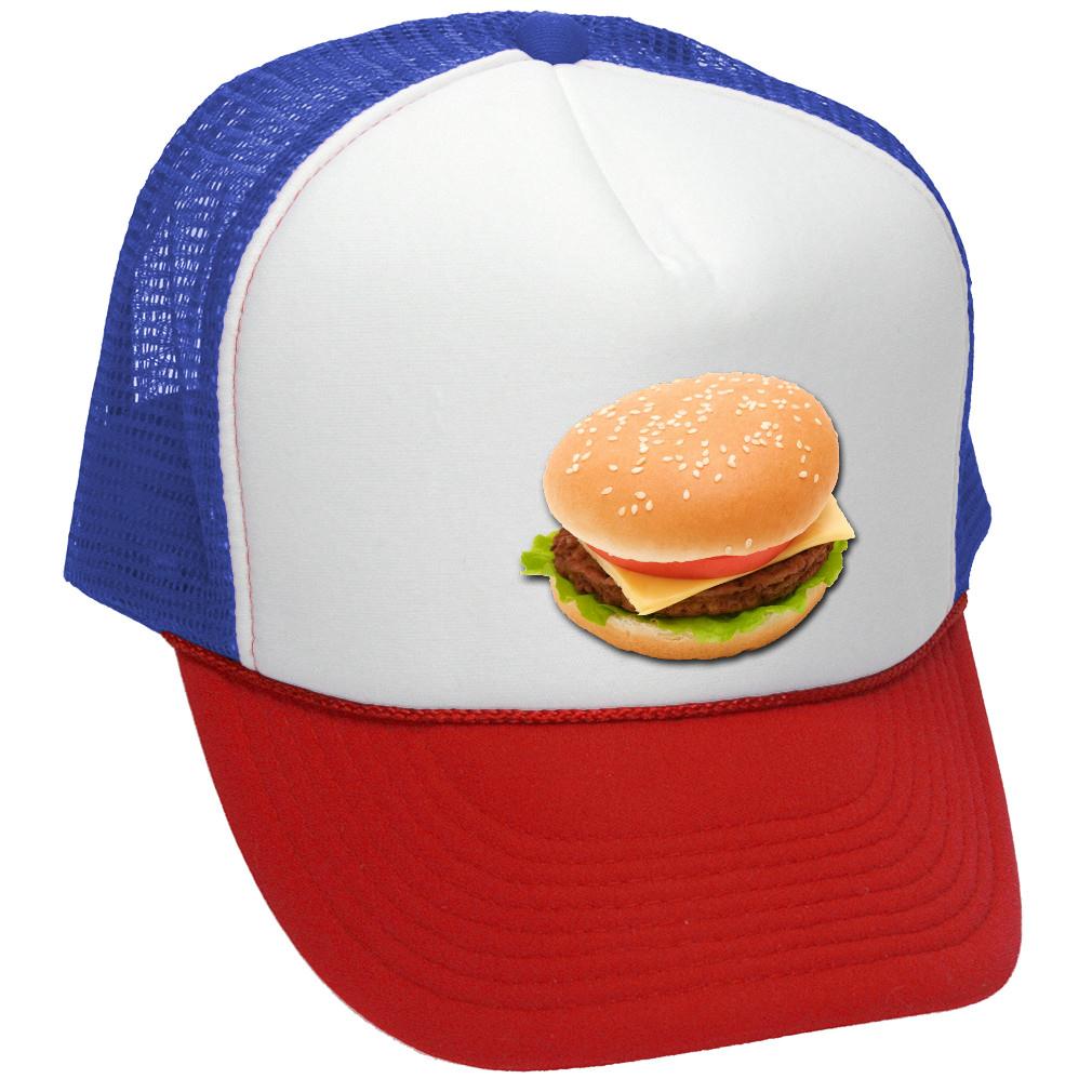 CHEESEBURGER - concession food truck carnival fair - Vintage Retro Style Trucker Cap Hat - Five Panel Retro Style TRUCKER Cap