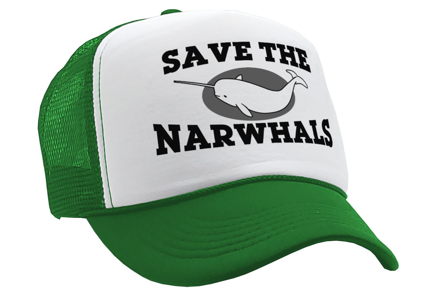 SAVE THE NARWHALS - funny wildlife activist - Vintage Retro Style Trucker Cap Hat - Five Panel Retro Style TRUCKER Cap