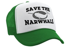 Load image into Gallery viewer, SAVE THE NARWHALS - funny wildlife activist - Vintage Retro Style Trucker Cap Hat - Five Panel Retro Style TRUCKER Cap
