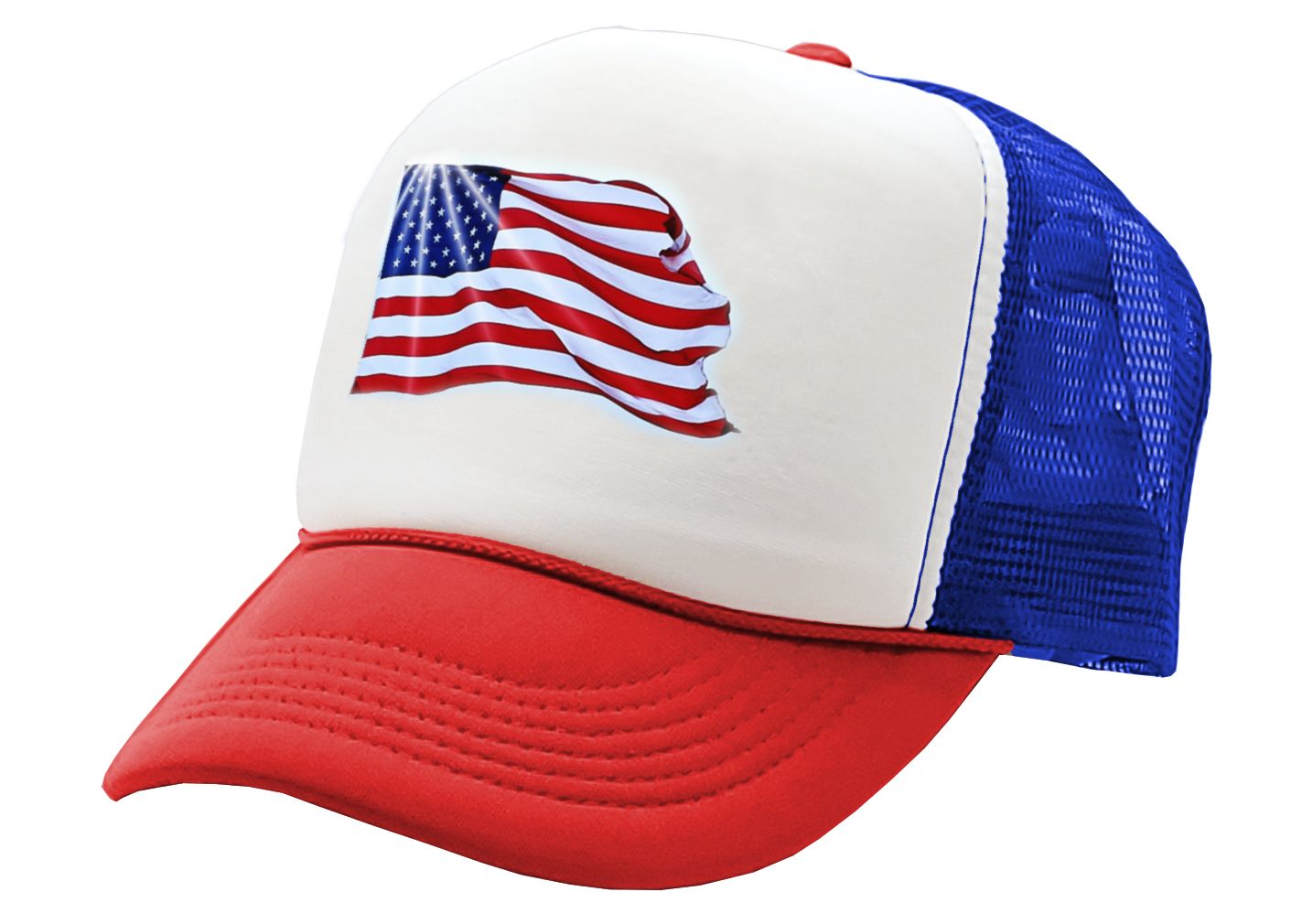 USA FLAG - Five Panel Retro Style TRUCKER Cap