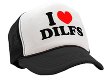 Load image into Gallery viewer, I Heart DILFS - Vintage Retro Style Trucker Cap Hat - Five Panel Retro Style TRUCKER Cap
