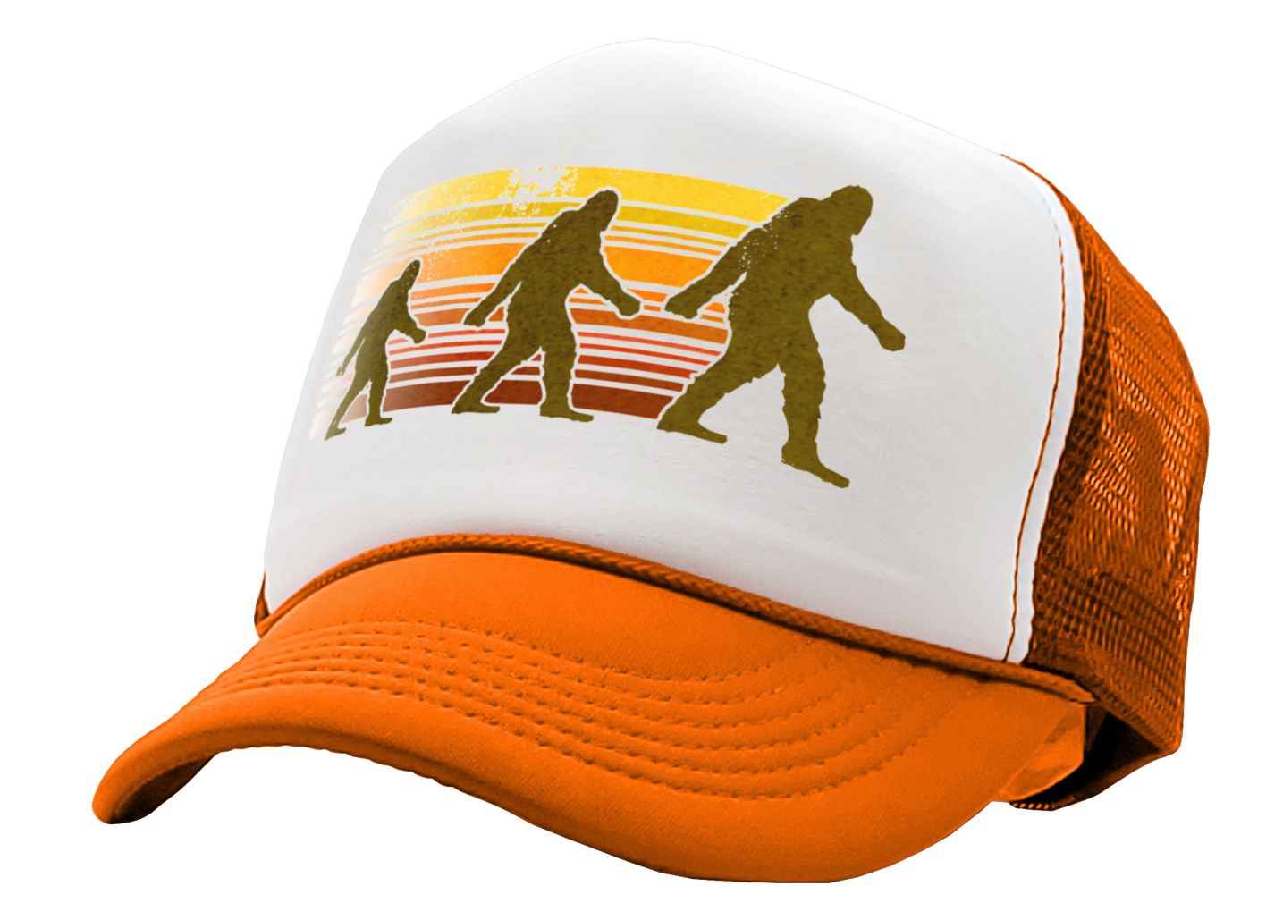 SASQUATCH WALKING - squatch hunter spookin - Vintage Retro Style Trucker Cap Hat - Five Panel Retro Style TRUCKER Cap