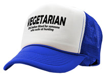 Load image into Gallery viewer, VEGETARIAN - BAD HUNTER - Five Panel Retro Style TRUCKER Cap
