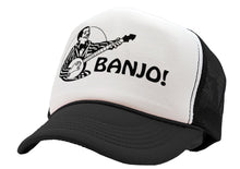 Load image into Gallery viewer, HIPSTER BANJO - deliver music hills - Vintage Retro Style Trucker Cap Hat - Five Panel Retro Style TRUCKER Cap
