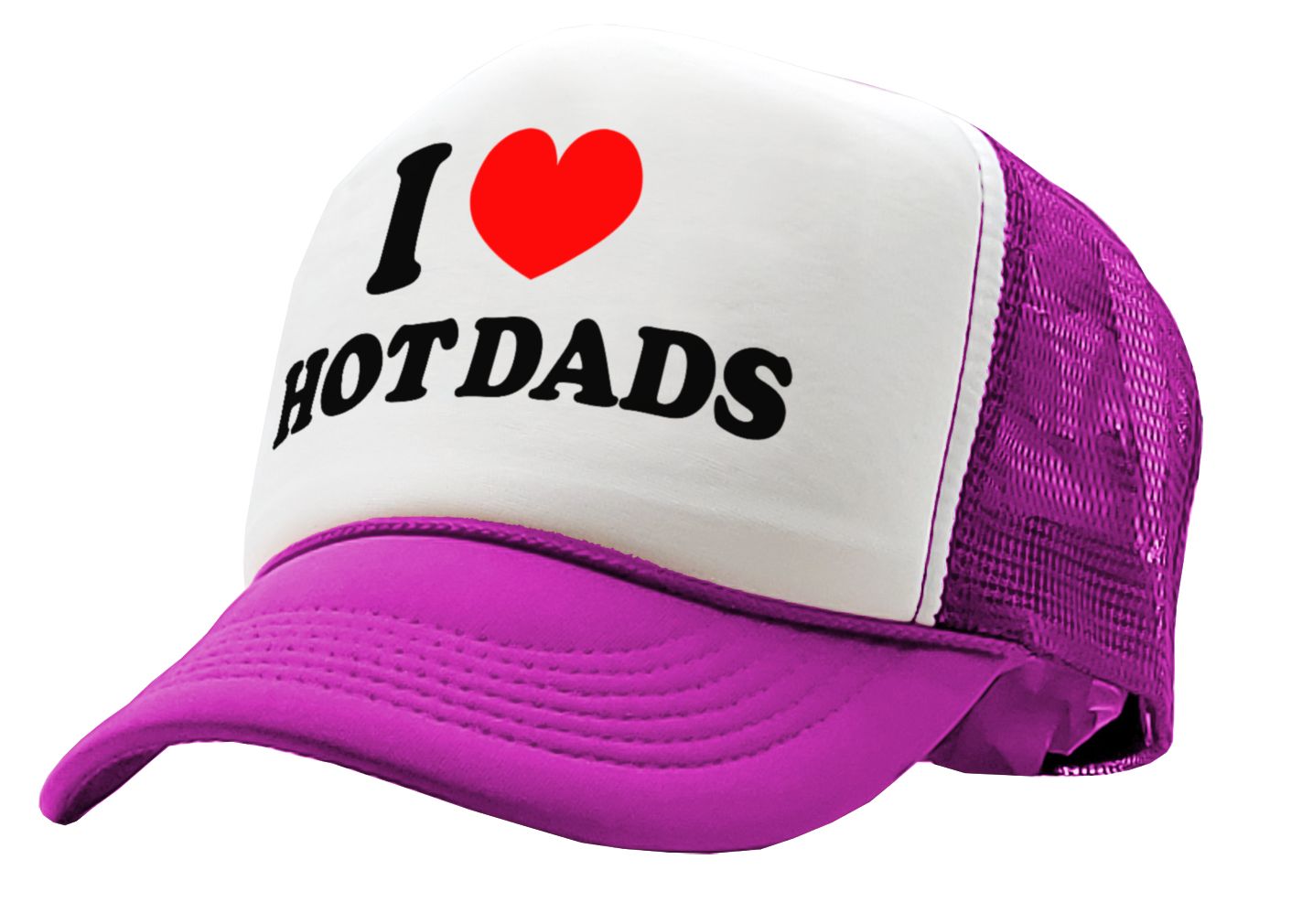 I Heart Hot Dads - Vintage Retro Style Trucker Cap Hat - Five Panel Retro Style TRUCKER Cap