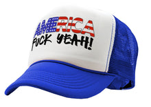 Load image into Gallery viewer, AMERICA - FUCK YEAH! 4th july patriot - Vintage Retro Style Trucker Cap Hat - Five Panel Retro Style TRUCKER Cap
