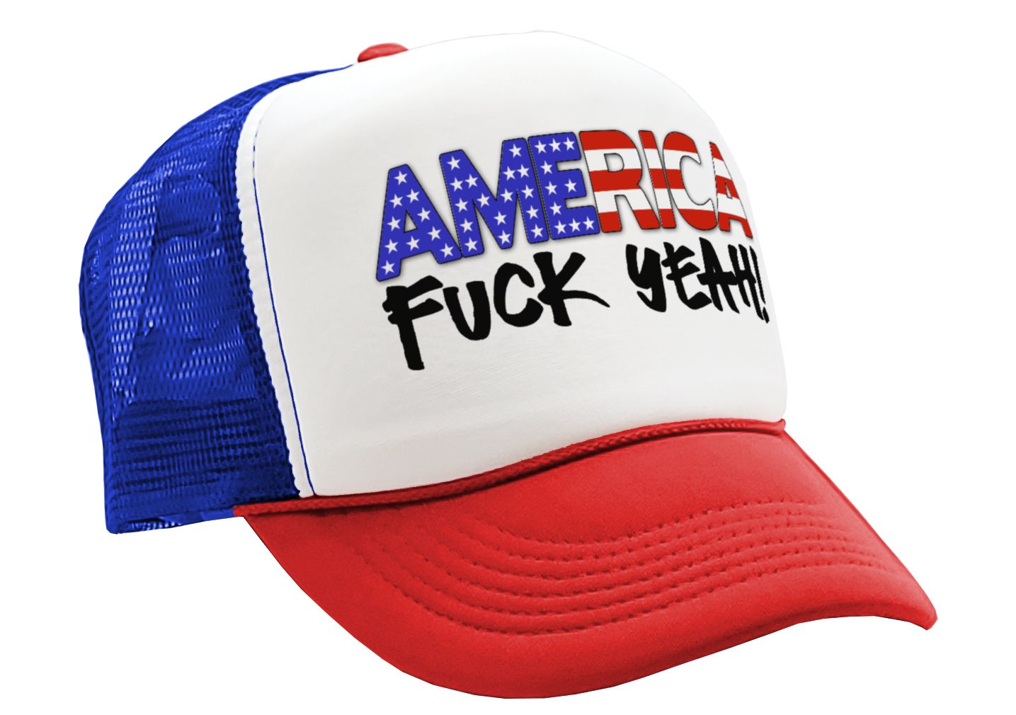 AMERICA - FUCK YEAH! 4th july patriot - Vintage Retro Style Trucker Cap Hat - Five Panel Retro Style TRUCKER Cap