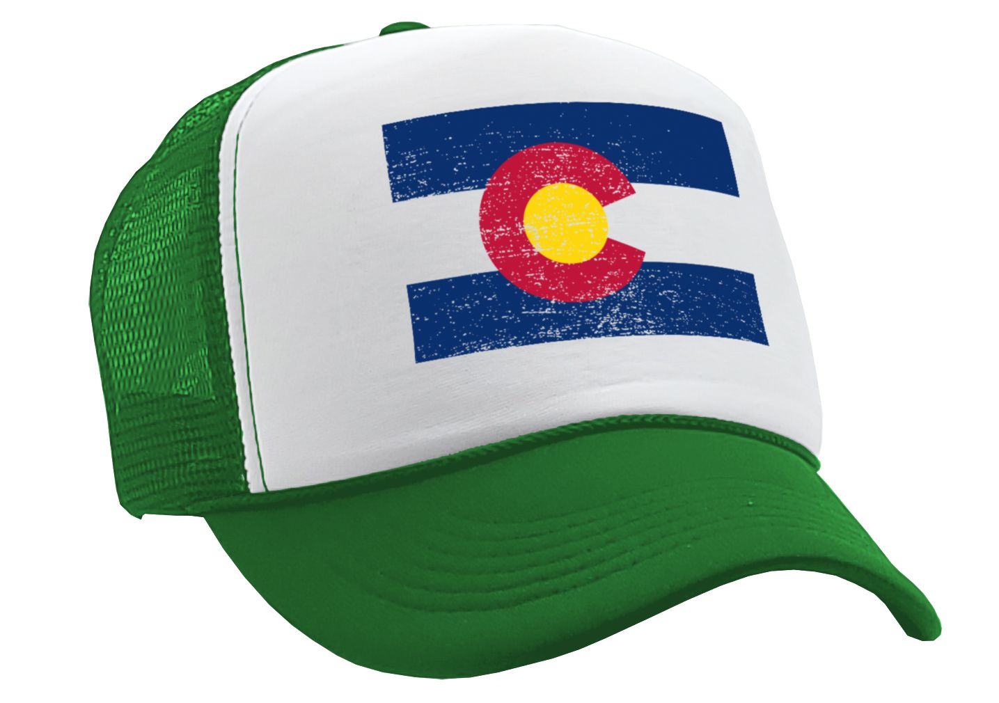 COLORADO FLAG - coloradan mountain state - Adult Trucker Cap Hat - Five Panel Retro Style TRUCKER Cap