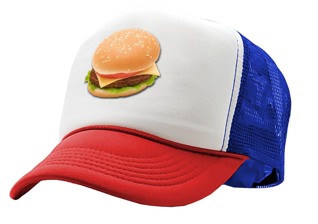 CHEESEBURGER - concession food truck carnival fair - Vintage Retro Style Trucker Cap Hat - Five Panel Retro Style TRUCKER Cap