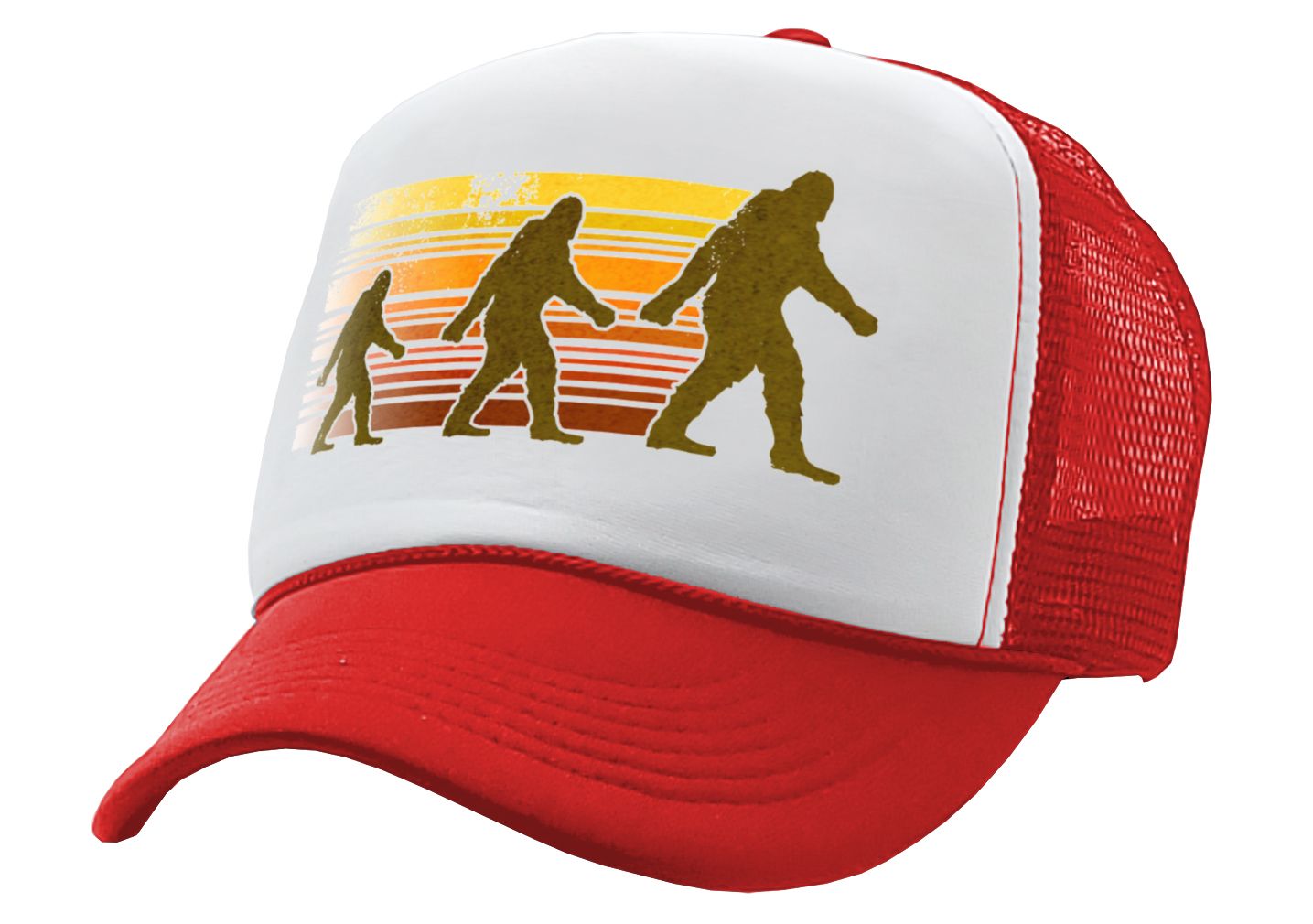 SASQUATCH WALKING - squatch hunter spookin - Vintage Retro Style Trucker Cap Hat - Five Panel Retro Style TRUCKER Cap