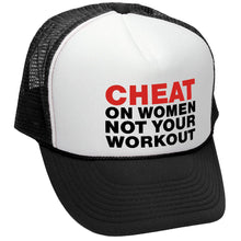 Load image into Gallery viewer, Cheat on Women Trucker Hat - Mesh Cap - Flat Bill Snap Back 5 Panel Hat
