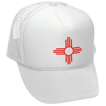 Load image into Gallery viewer, NEW MEXICO FLAG - zia symbol state flag - Adult Trucker Cap Hat - Five Panel Retro Style TRUCKER Cap
