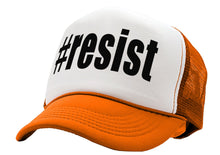 Load image into Gallery viewer, RESIST - hashtag resistance movement fight - Vintage Retro Style Trucker Cap Hat - Five Panel Retro Style TRUCKER Cap
