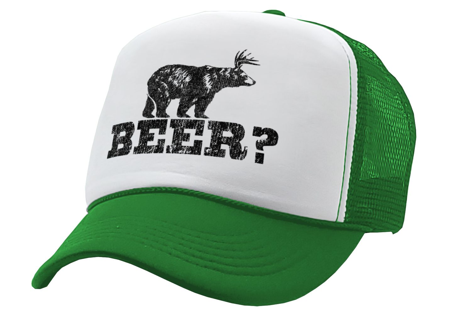 Retro DEER BEER BEAR - funny party joke - Vintage Retro Style Trucker Cap Hat - Five Panel Retro Style TRUCKER Cap