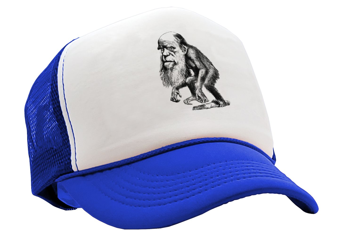 DARWIN EVOLUTION - funny science denier - Vintage Retro Style Trucker Cap Hat - Five Panel Retro Style TRUCKER Cap