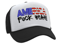 Load image into Gallery viewer, AMERICA - FUCK YEAH! 4th july patriot - Vintage Retro Style Trucker Cap Hat - Five Panel Retro Style TRUCKER Cap
