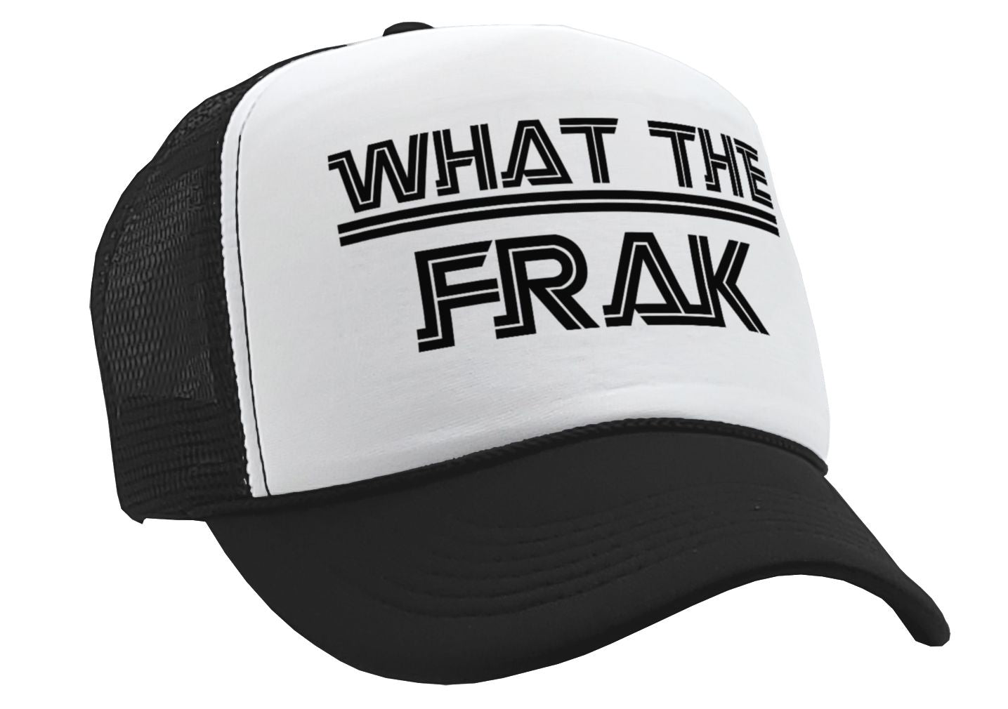 WHAT THE FRAK - galactica sci fi space 80's - Vintage Retro Style Trucker Cap Hat - Five Panel Retro Style TRUCKER Cap