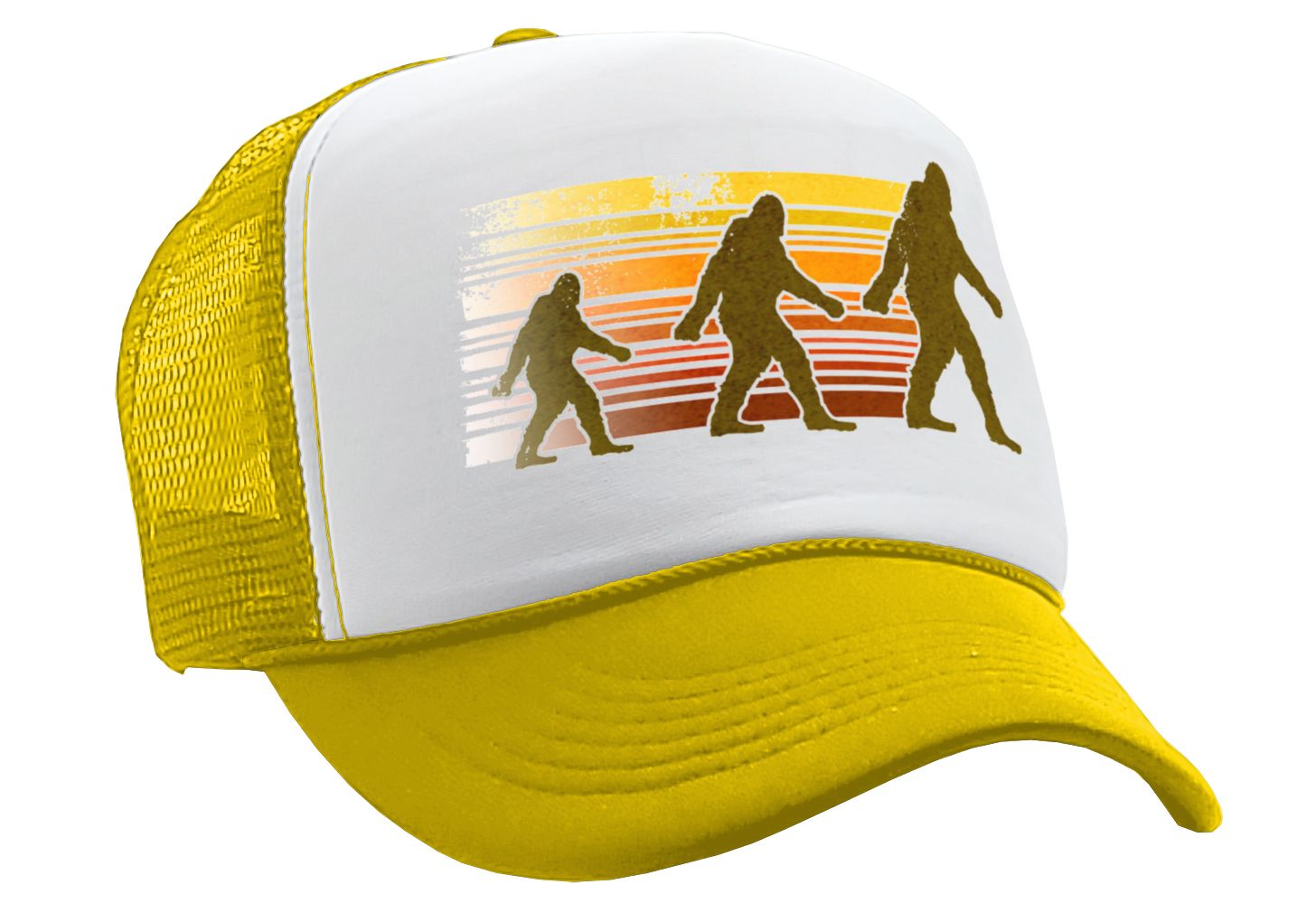 SASQUATCH WALKING - squatch hunter spookin - Vintage Retro Style Trucker Cap Hat - Five Panel Retro Style TRUCKER Cap