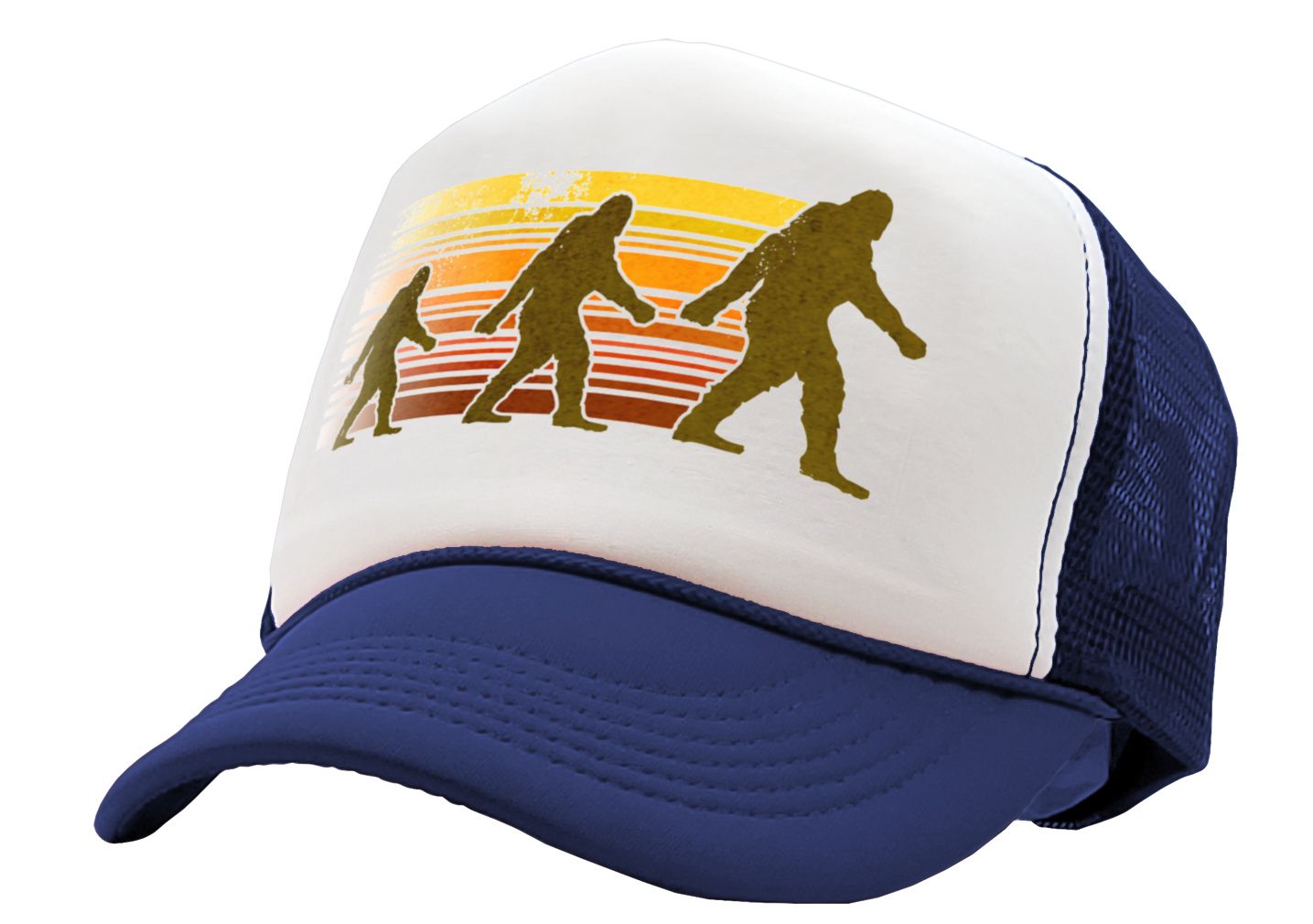 SASQUATCH WALKING - squatch hunter spookin - Vintage Retro Style Trucker Cap Hat - Five Panel Retro Style TRUCKER Cap