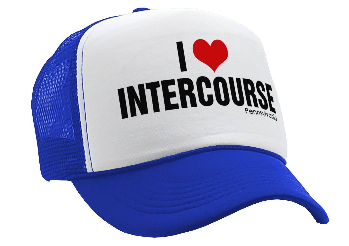 I HEART INTERCOURSE pennsylvania pa joke - Vintage Retro Style Trucker Cap Hat - Five Panel Retro Style TRUCKER Cap