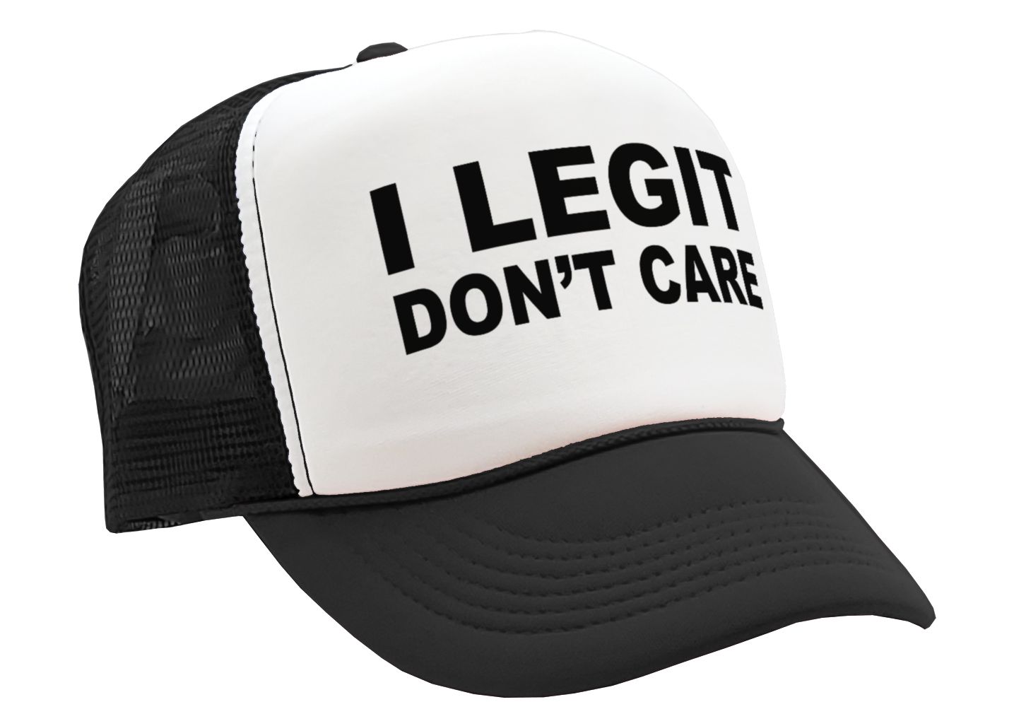 I Legit Don't Care - Vintage Retro Style Trucker Cap Hat - Five Panel Retro Style TRUCKER Cap