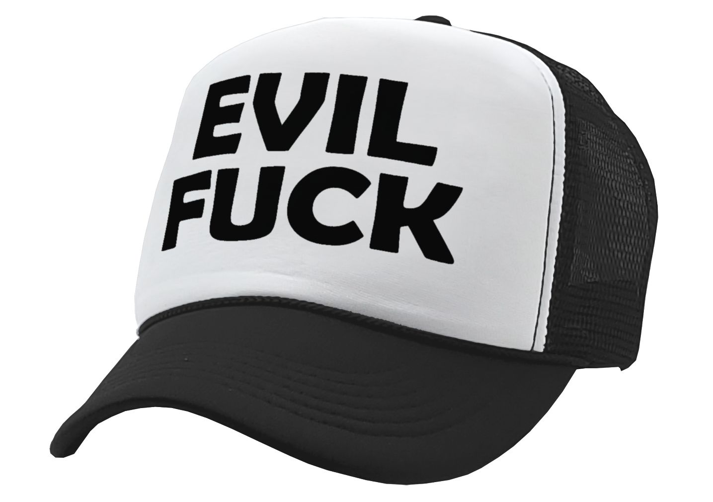 EVIL FUCK - sadistic bastard sick twisted - Vintage Retro Style Trucker Cap Hat - Five Panel Retro Style TRUCKER Cap