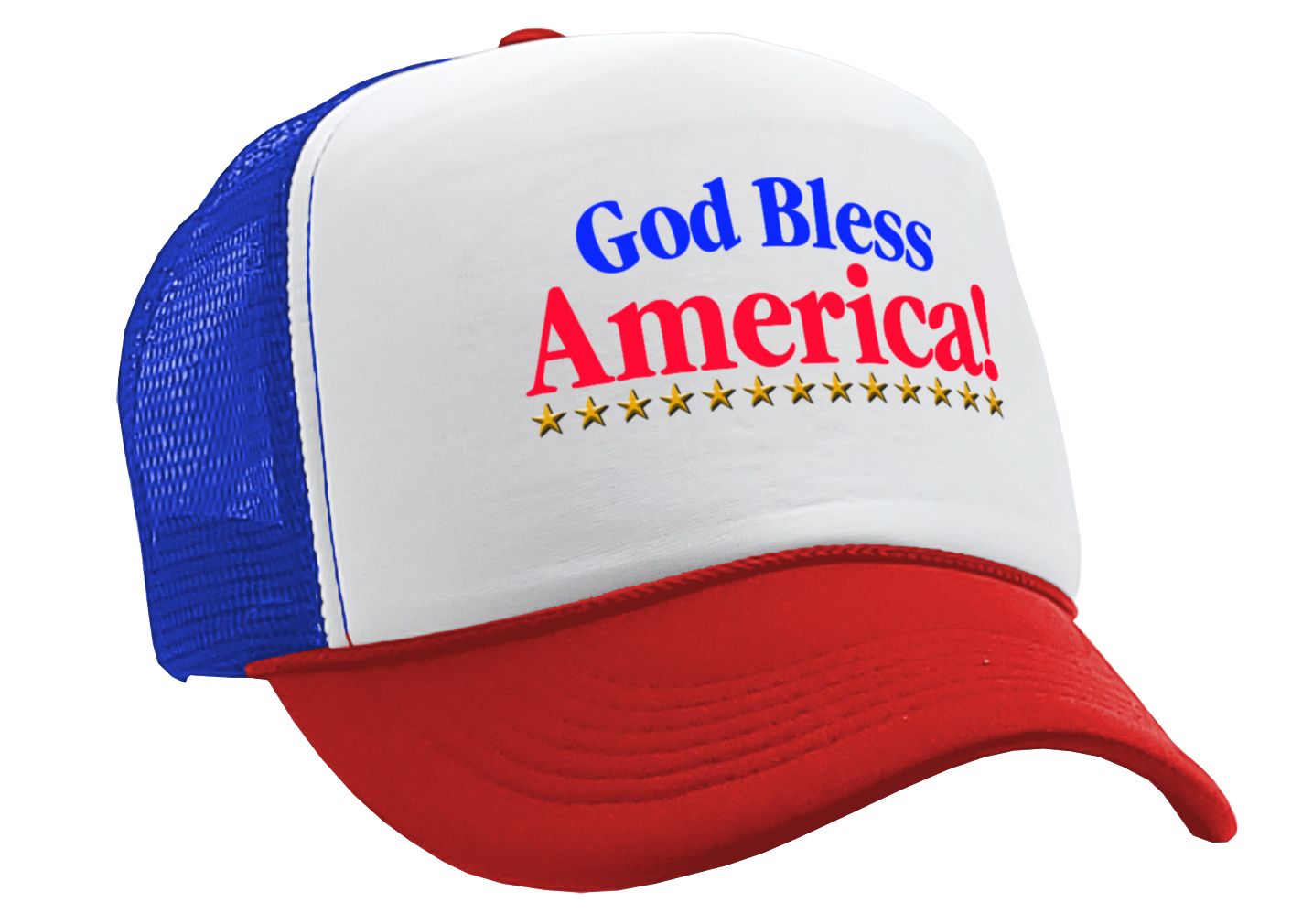 GOD BLESS AMERICA - Five Panel Retro Style TRUCKER Cap