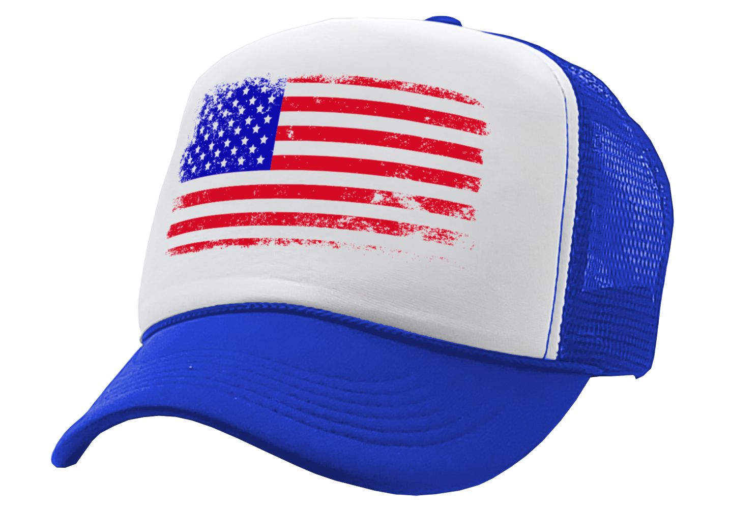 Grunge American Flag - Patriotic usa murica - Vintage Retro Style Trucker Cap Hat - Five Panel Retro Style TRUCKER Cap