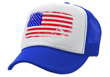 Load image into Gallery viewer, Grunge American Flag - Patriotic usa murica - Vintage Retro Style Trucker Cap Hat - Five Panel Retro Style TRUCKER Cap
