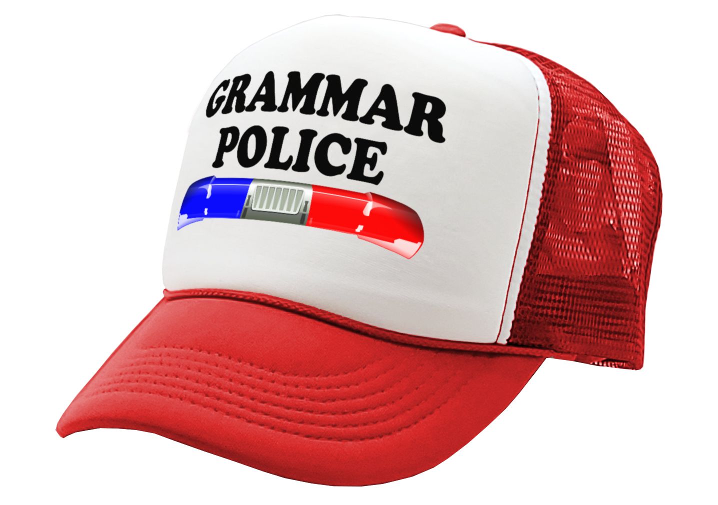 GRAMMAR POLICE - Five Panel Retro Style TRUCKER Cap