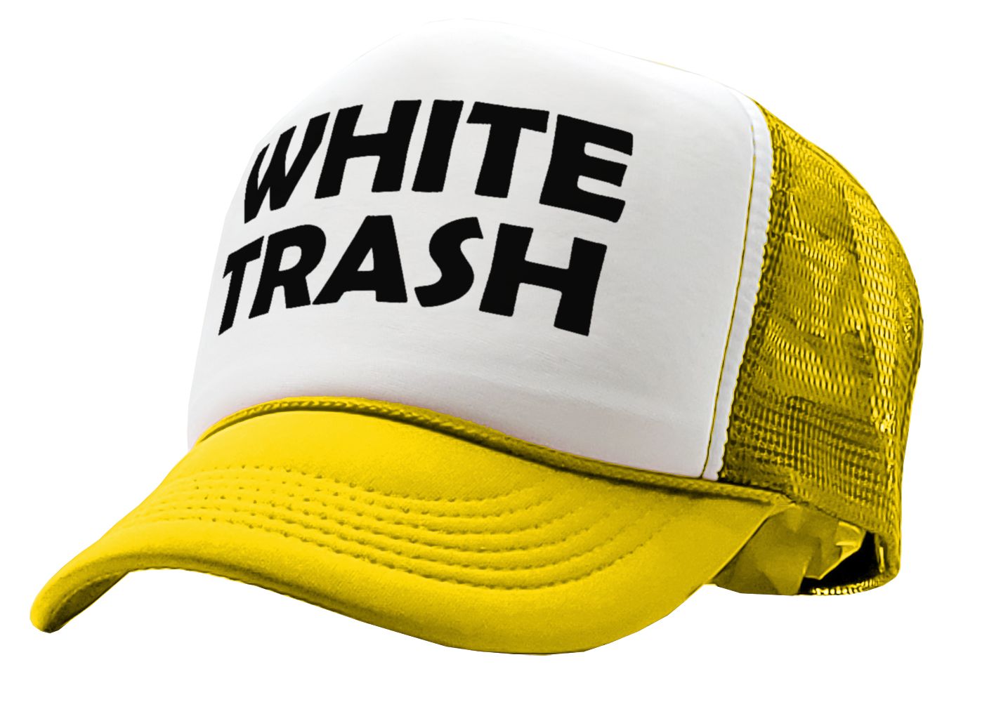 WHITE TRASH - redneck hillbilly funny prank - Vintage Retro Style Trucker Cap Hat - Five Panel Retro Style TRUCKER Cap