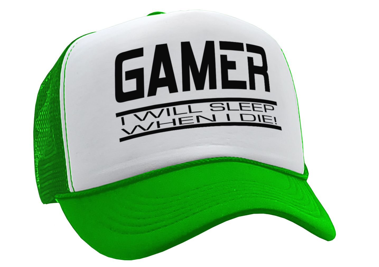 GAMER - I will SLEEP when I DIE - gaming - Vintage Retro Style Trucker Cap Hat - Five Panel Retro Style TRUCKER Cap