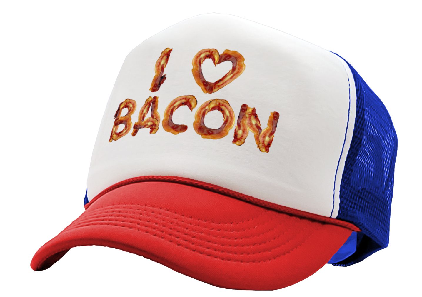 I HEART BACON - Five Panel Retro Style TRUCKER Cap