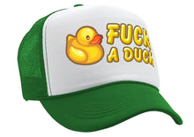 Load image into Gallery viewer, F___ A DUCK - funny dare gift gag rubber ducky - Vintage Retro Style Trucker Cap Hat - Five Panel Retro Style TRUCKER Cap
