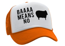 Load image into Gallery viewer, BAAAAAA MEANS NO - sheep parody joke gag - Vintage Retro Style Trucker Cap Hat - Five Panel Retro Style TRUCKER Cap
