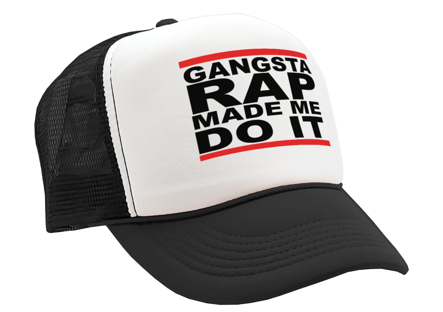 GANGSTA RAP Made Me Do It - gangster hip hop - Vintage Retro Style Trucker Cap Hat - Five Panel Retro Style TRUCKER Cap