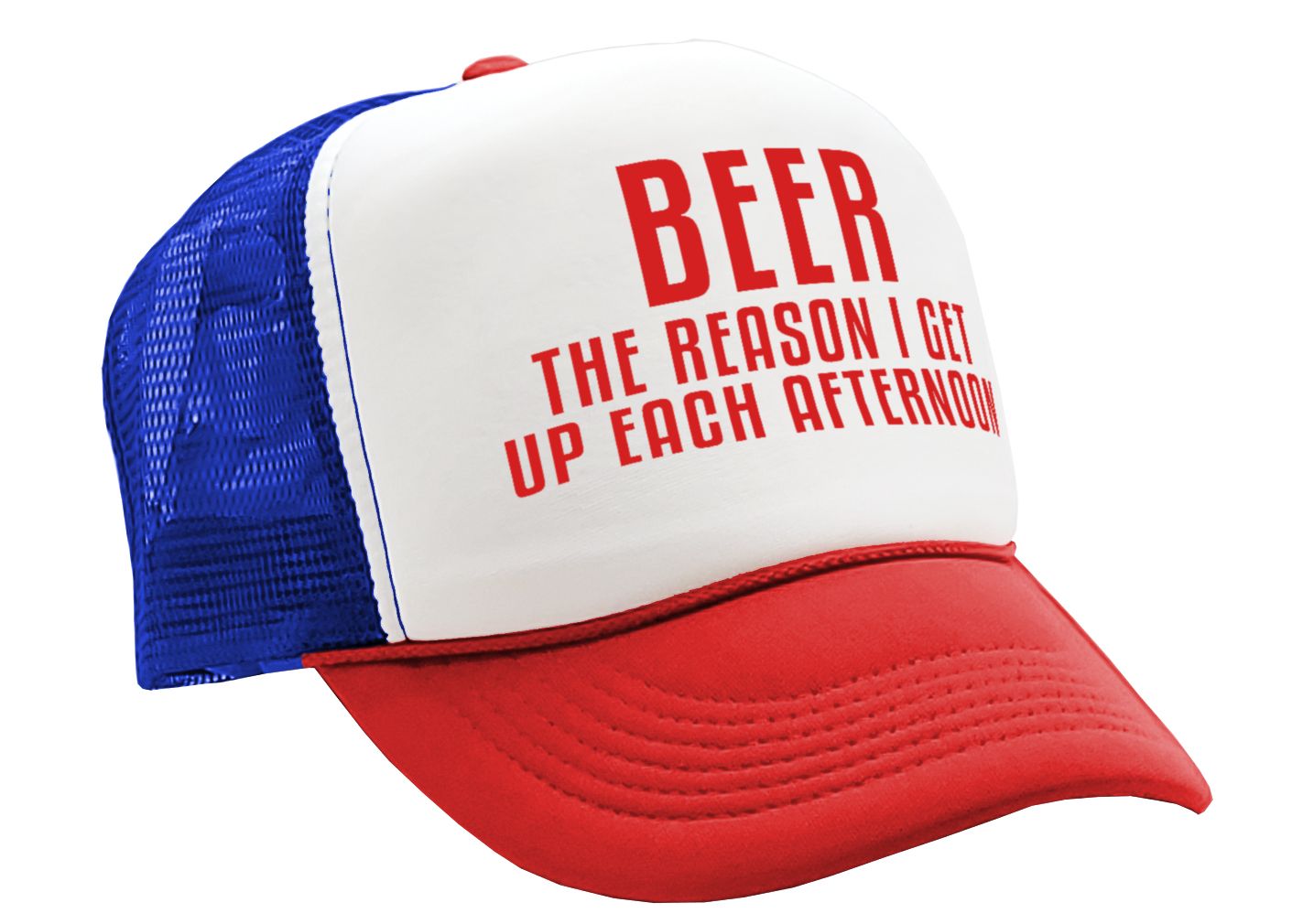 BEER - The Reason I Get up each AFTERNOON - Vintage Retro Style Trucker Cap Hat - Five Panel Retro Style TRUCKER Cap