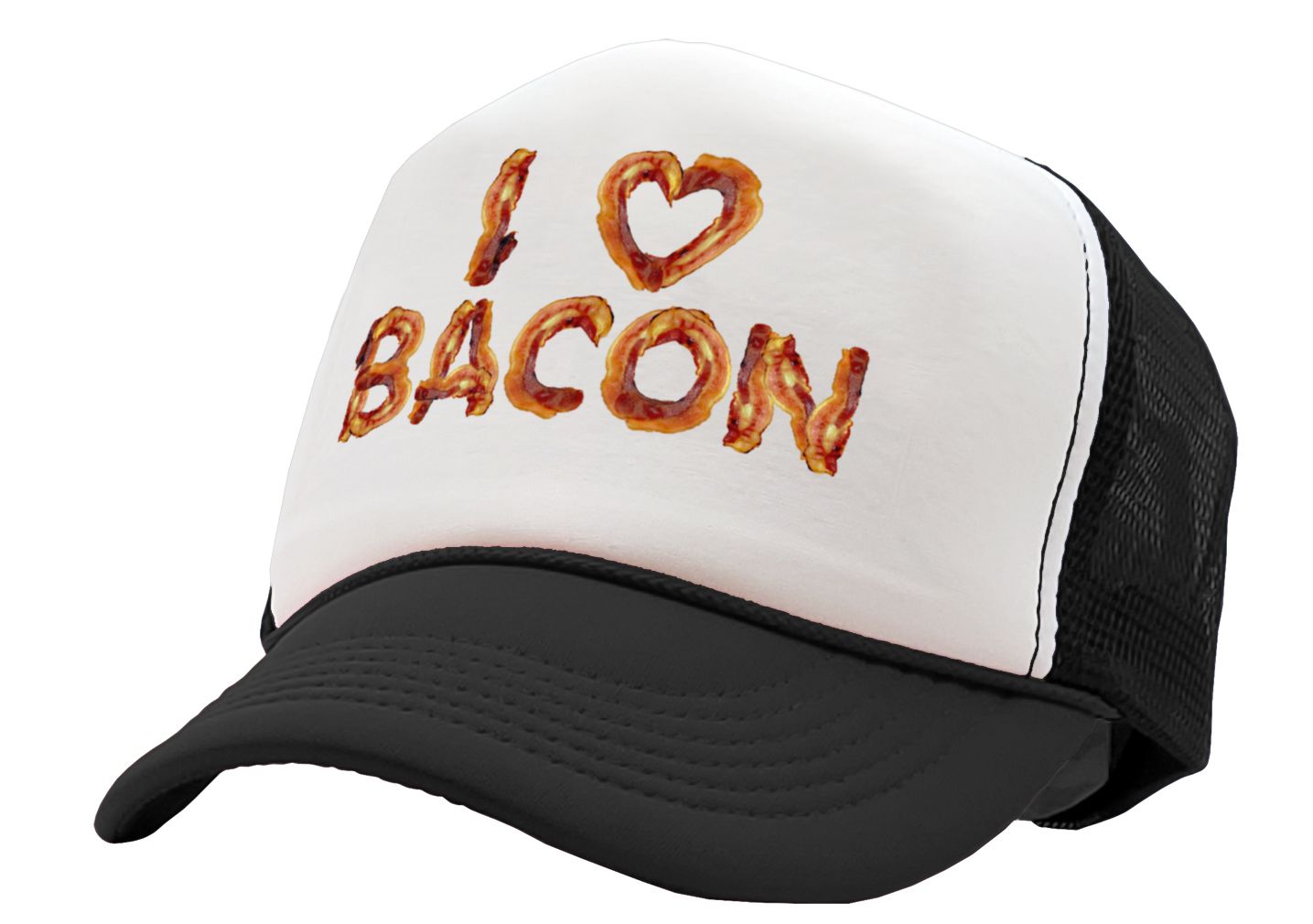 I HEART BACON - Five Panel Retro Style TRUCKER Cap