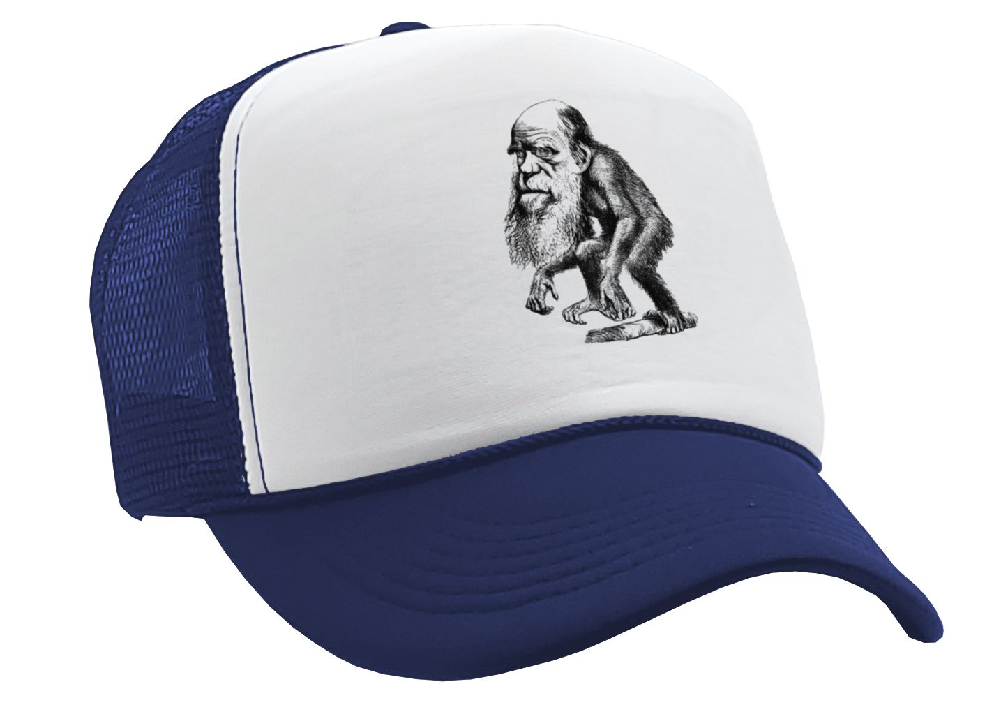 DARWIN EVOLUTION - funny science denier - Vintage Retro Style Trucker Cap Hat - Five Panel Retro Style TRUCKER Cap