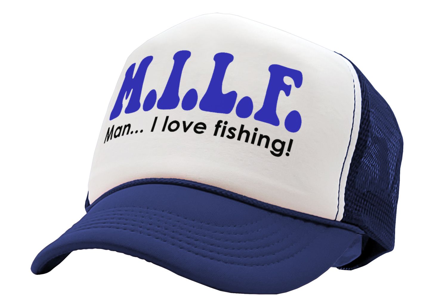 MILF - Man I Love Fishing - Vintage Retro Style Trucker Cap Hat - Five Panel Retro Style TRUCKER Cap