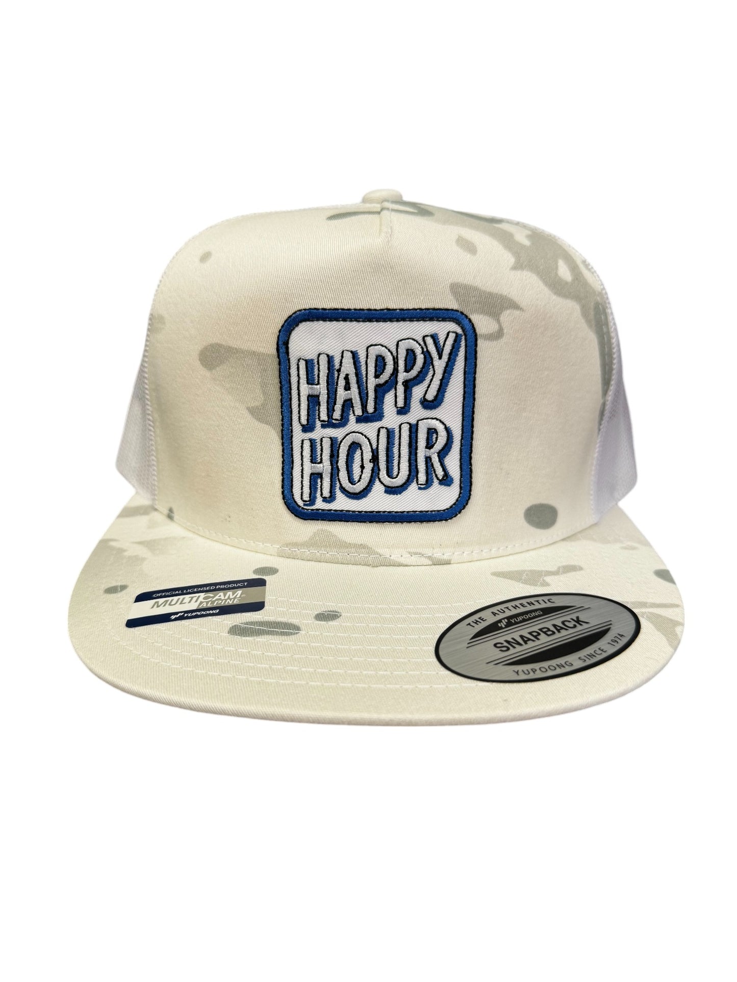 Happy Hour Embroidered Patch Adjustable Snap Back Trucker Hat