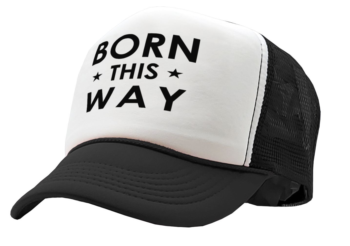 Born This Way Trucker Hat - Retro Vintage Style Trucker Cap Hat - Five Panel Retro Style TRUCKER Cap