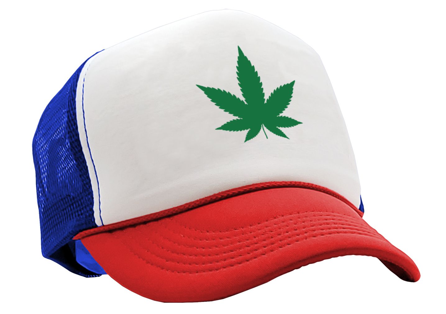 MARIJUANA LEAF - Five Panel Retro Style TRUCKER Cap