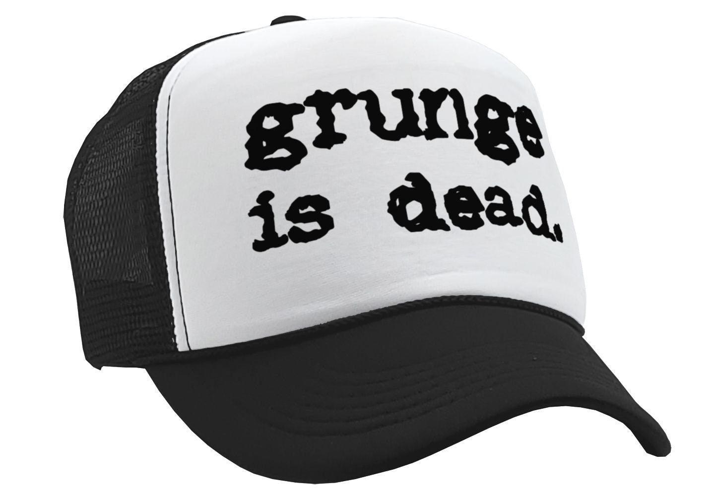 GRUNGE IS DEAD - 90's music seattle scene - Vintage Retro Style Trucker Cap Hat